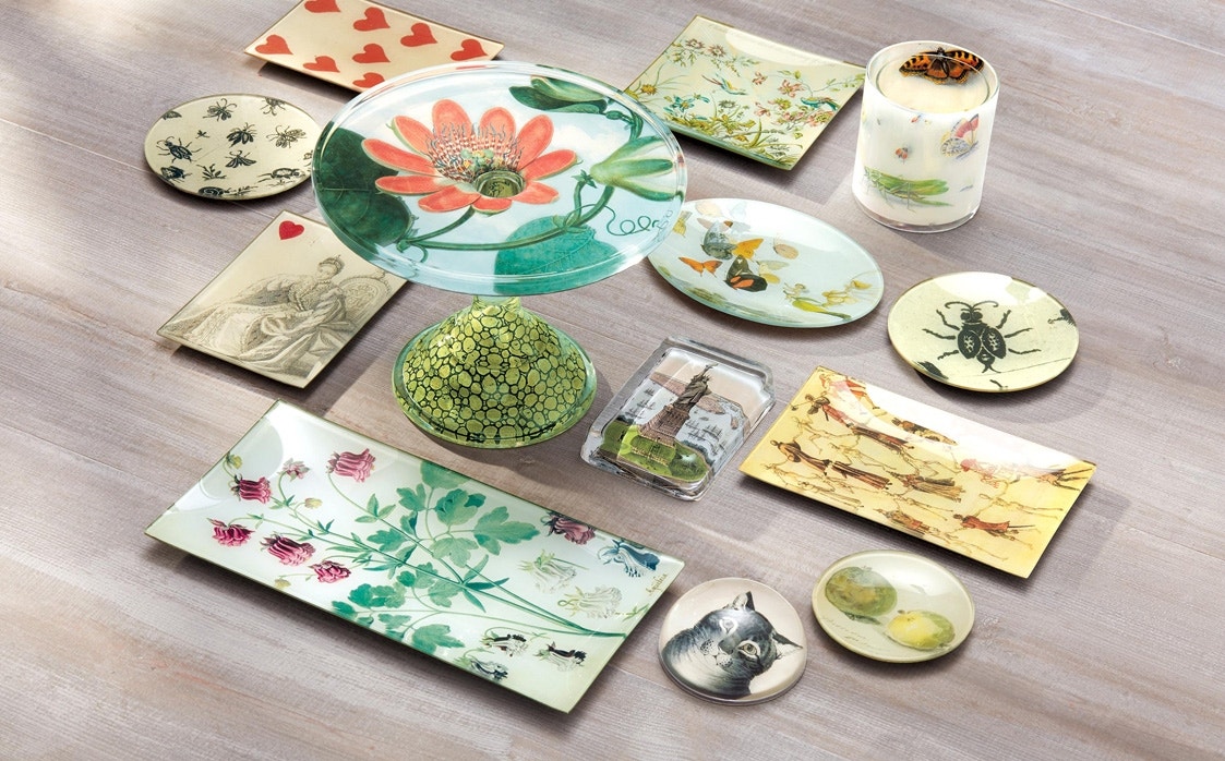 18-Paint Palette Decoupage Glass Tray