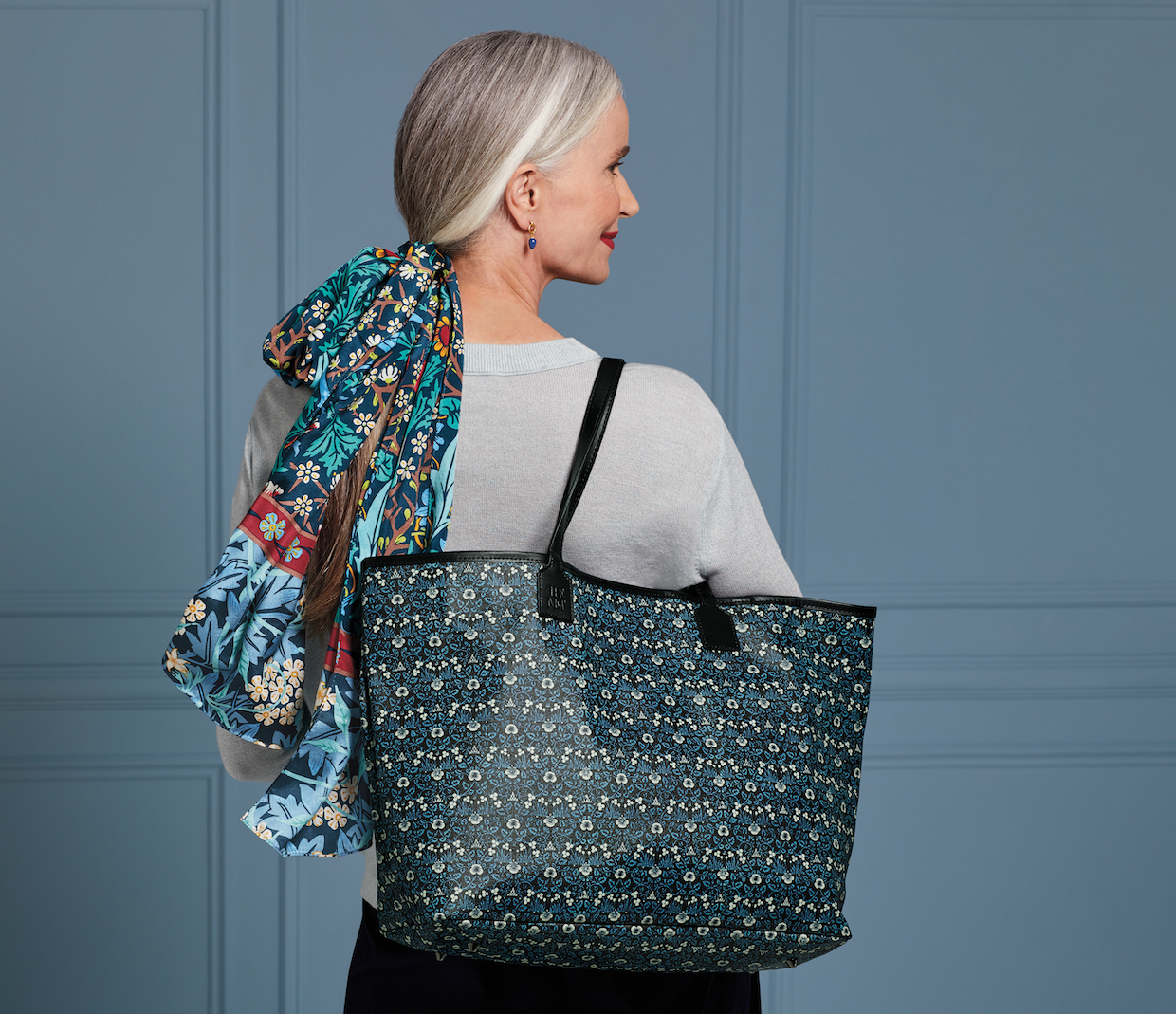 The William Morris Mixed Patterns Oblong Silk Scarf and Eyebright Coated Canvas Tote