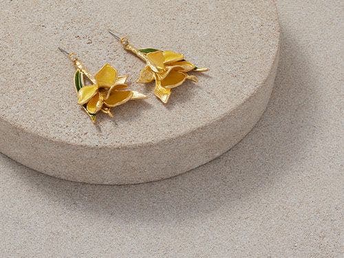 Yellow Daffodil Drop Earrings
